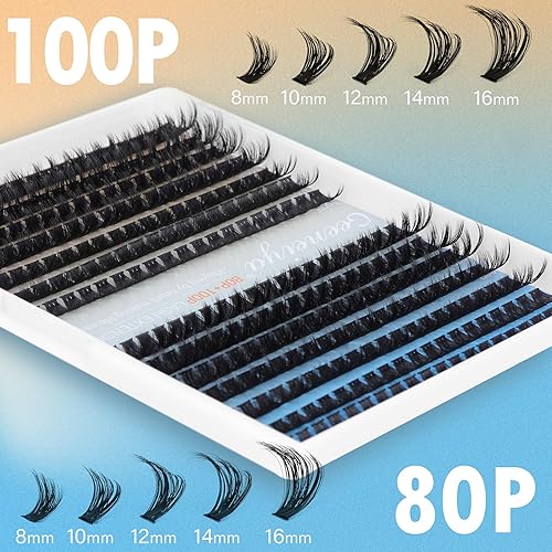 Miniatura 4 de Geeneiya Kit de extensión de pestañas de volumen, kit de extensión de pestañas en racimo de pestañas individuales con pegamento de pestañas Bond y