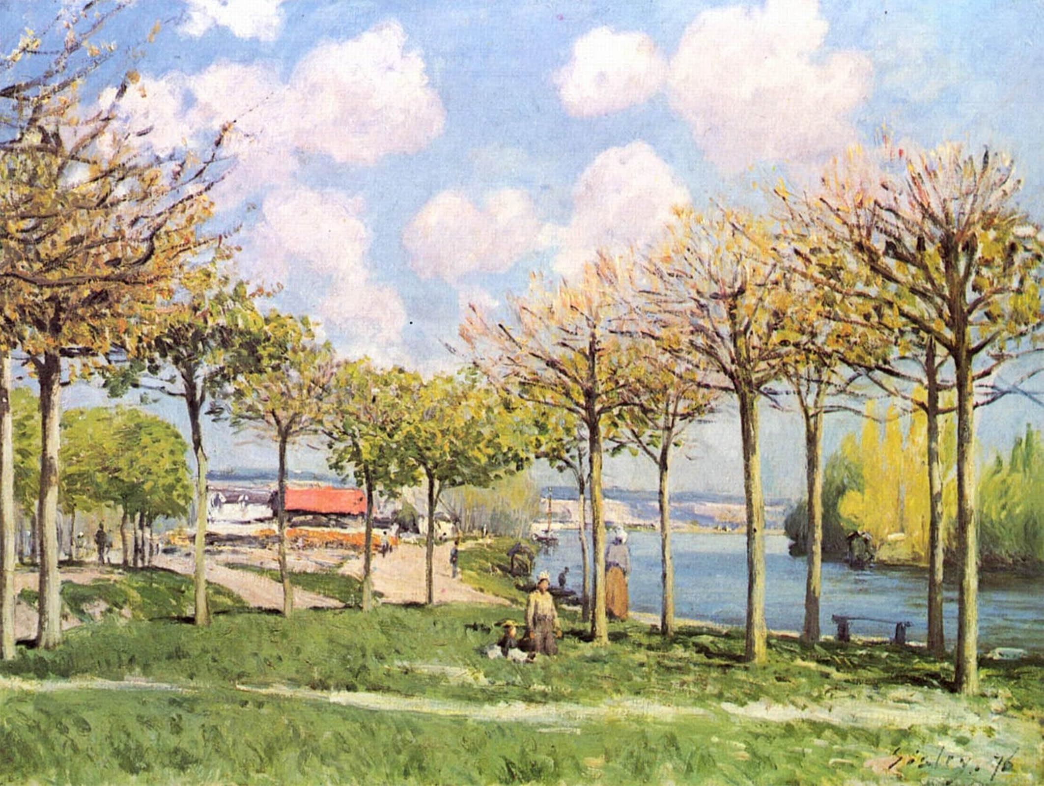 ARTXLXXBN Famous Art Print Poster Vintage Wall Art the Seine in Bougival by Alfred Sisle Canvas Art Poster for Home Decor 60x90cm