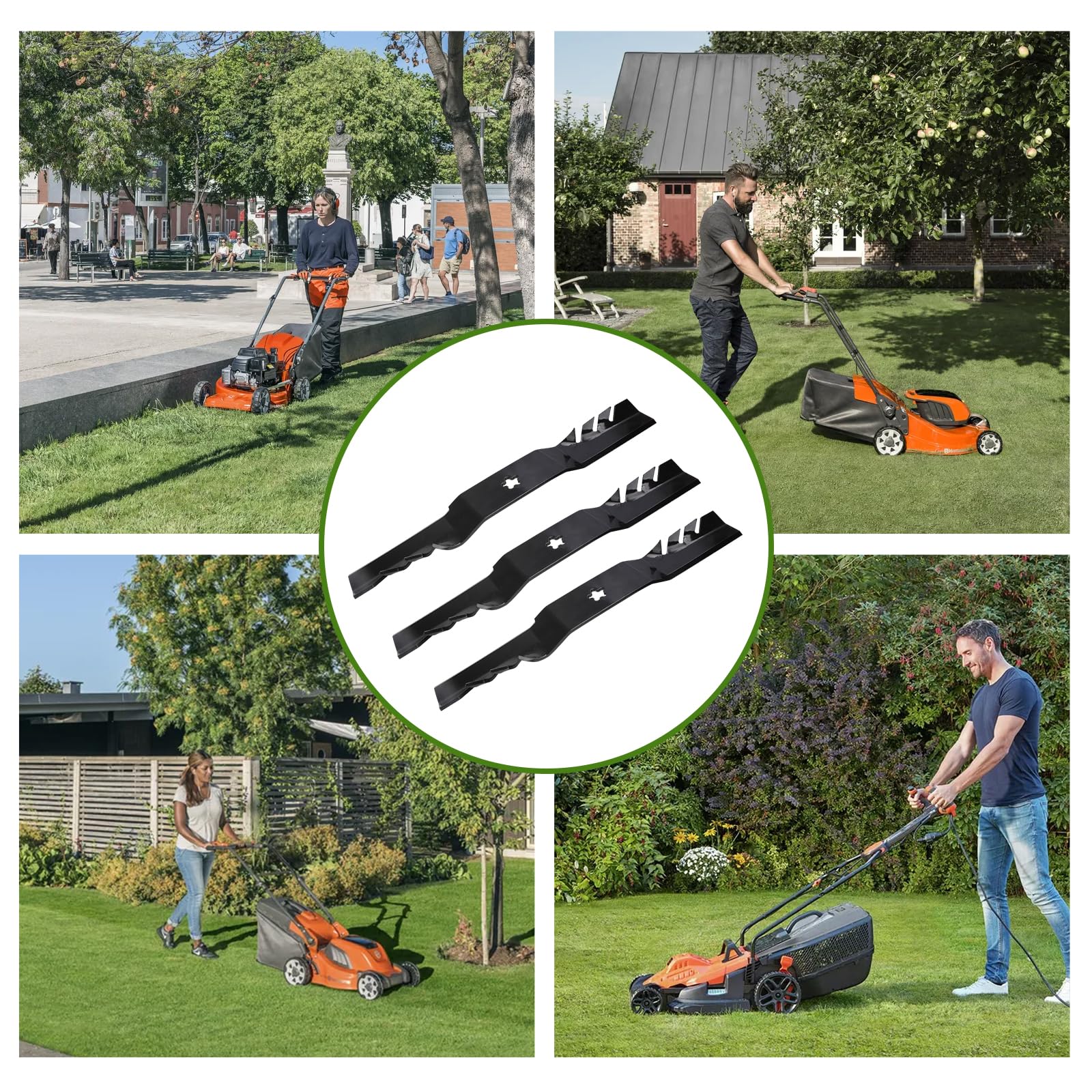 superbobi 95-605 Gator Mulcher Cuchillas de repuesto para cortacésped Husqvarna AYP Ariens Craftsman Gator Blades 187254 112053 (juego de 3)