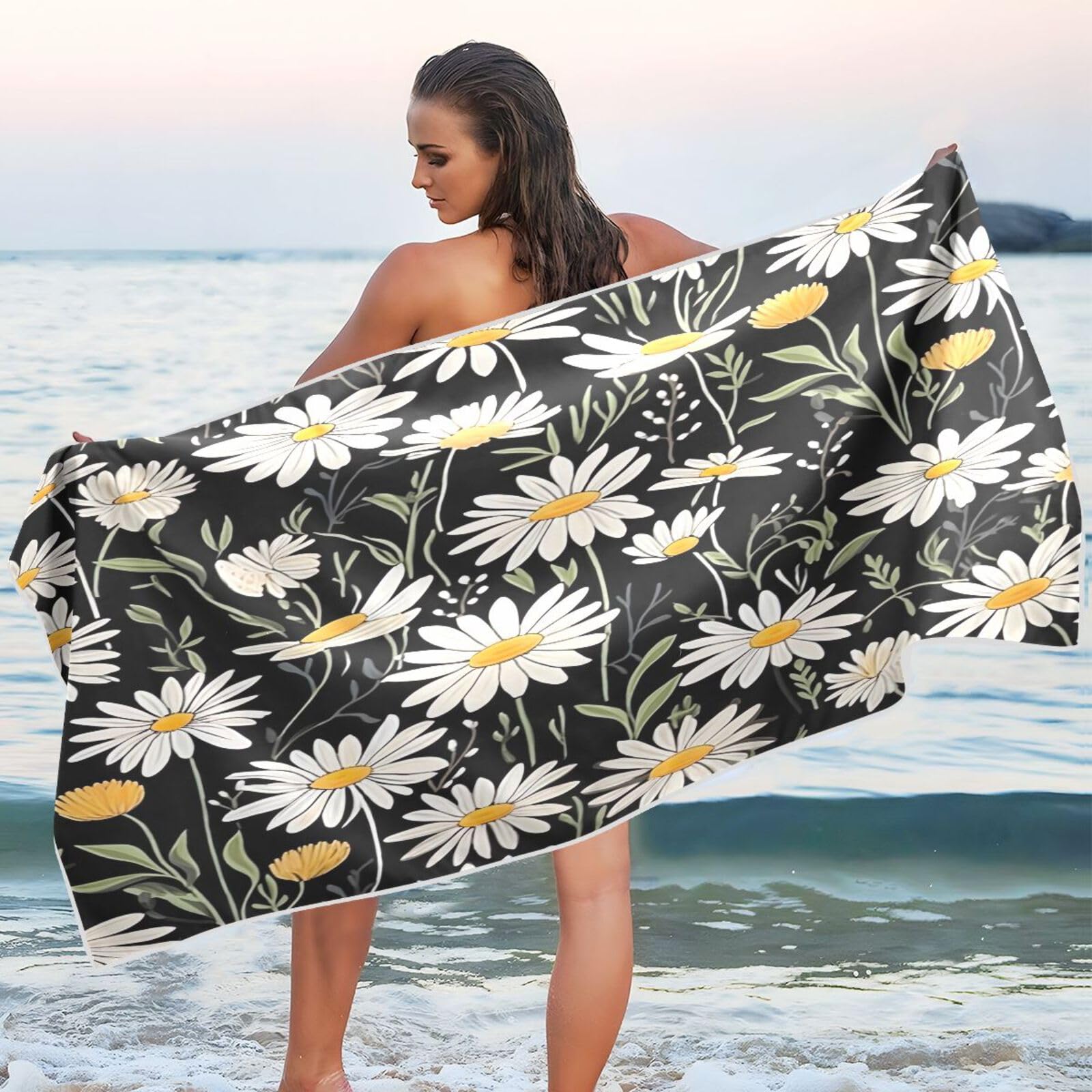 Amazon.com: Kigai Daisy Pattern Quick Dry Beach Towel Soft