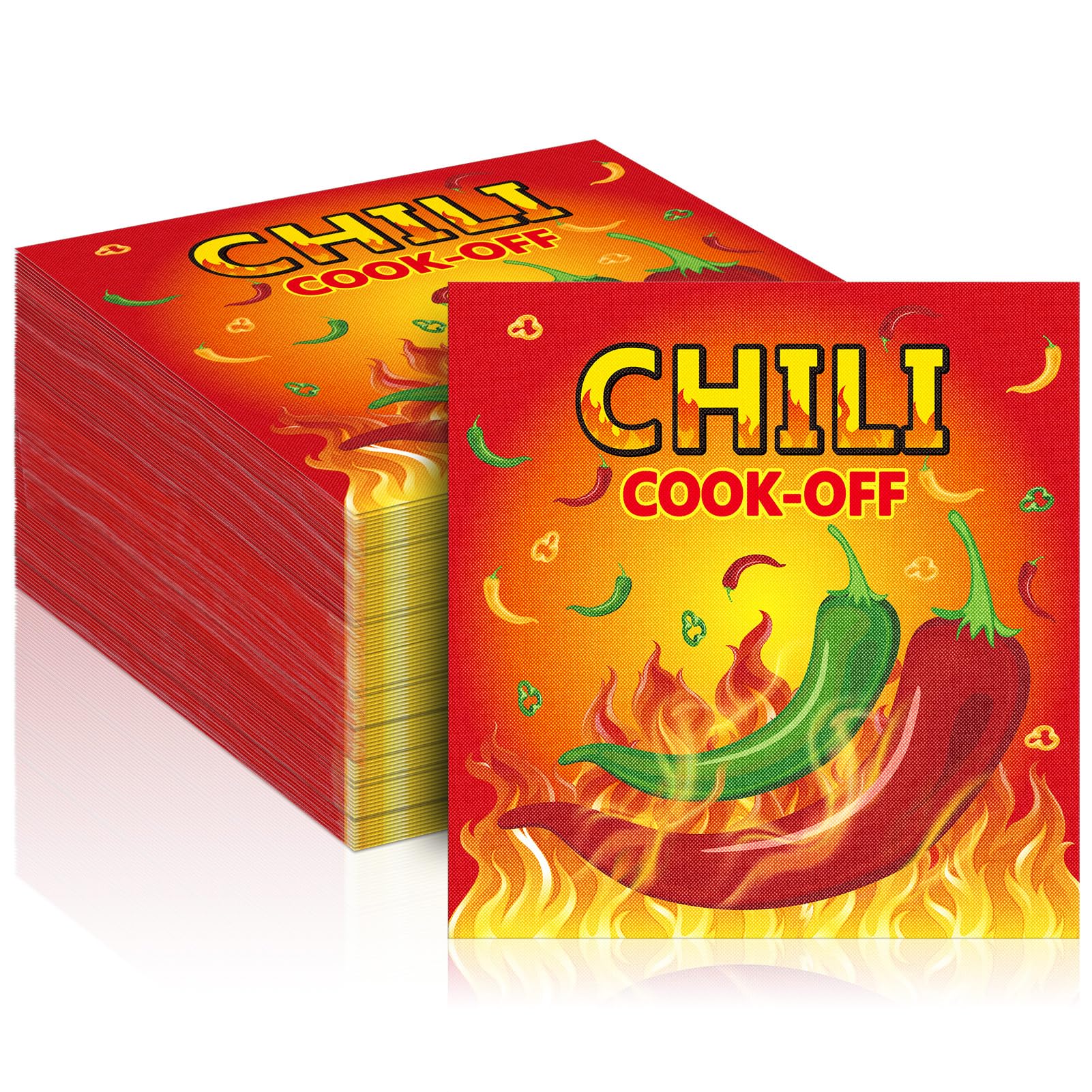 Qilery 100 Pcs Chili Cook off Napkins Party Decor, 6.5 Inch, Vintage