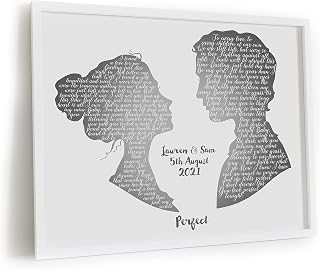 Any Song First Dance Wedding, Anniversary, Birthday or Valentine's Day Gift, Framed or Unframed Song Lyrics Print, Gifts for her gifts for him, 1st wedding anniversary, 10th wedding anniversary