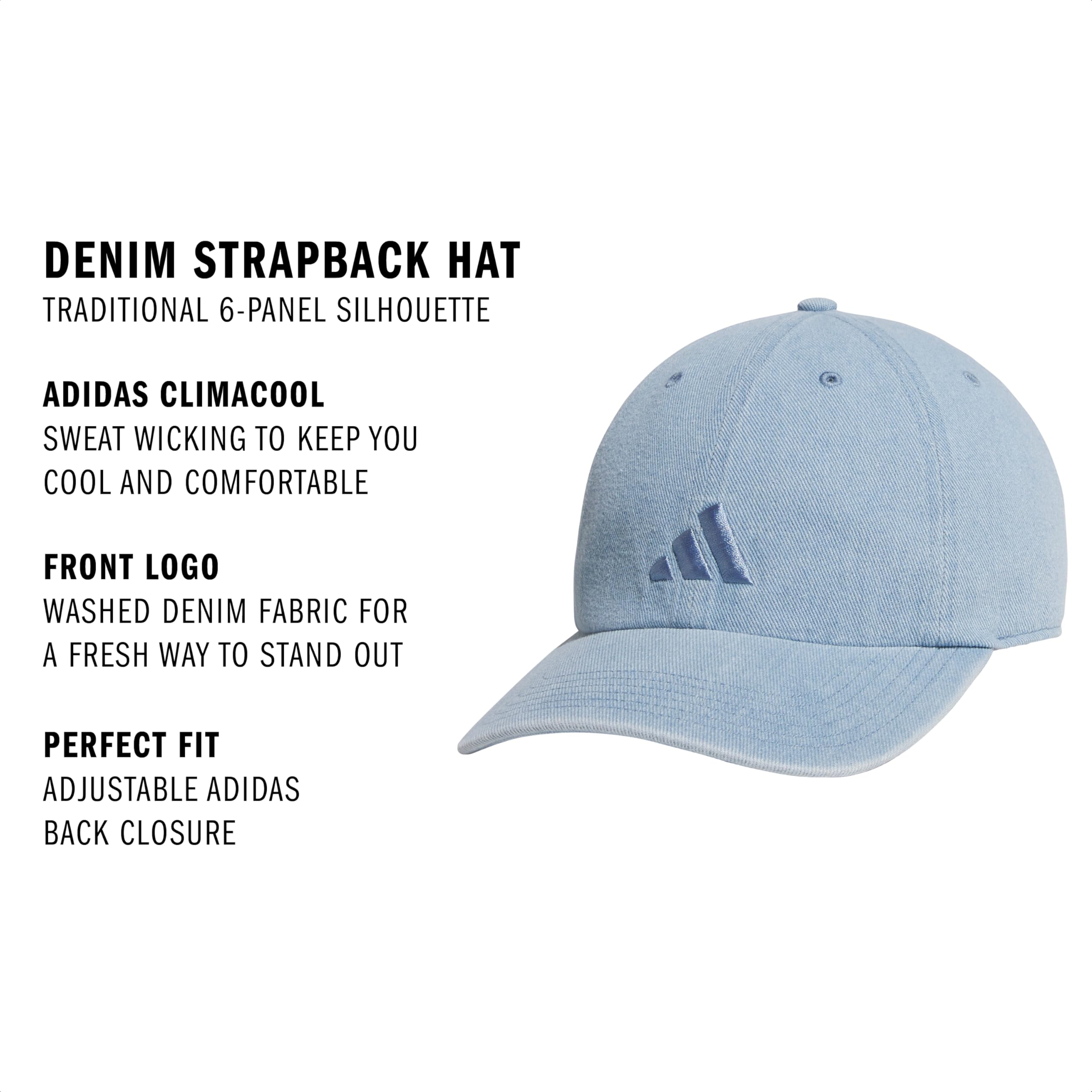 adidas Men's Denim Strapback Hat - Gorra de béisbol Hombre