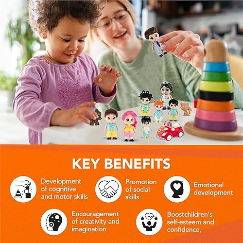 Miniatura 8 de FUNERICA Conjunto de figuras de personas para casa de muñecas - Figuras de familia pequeñas para jugar Figuras de casa de muñecas Accesorios de