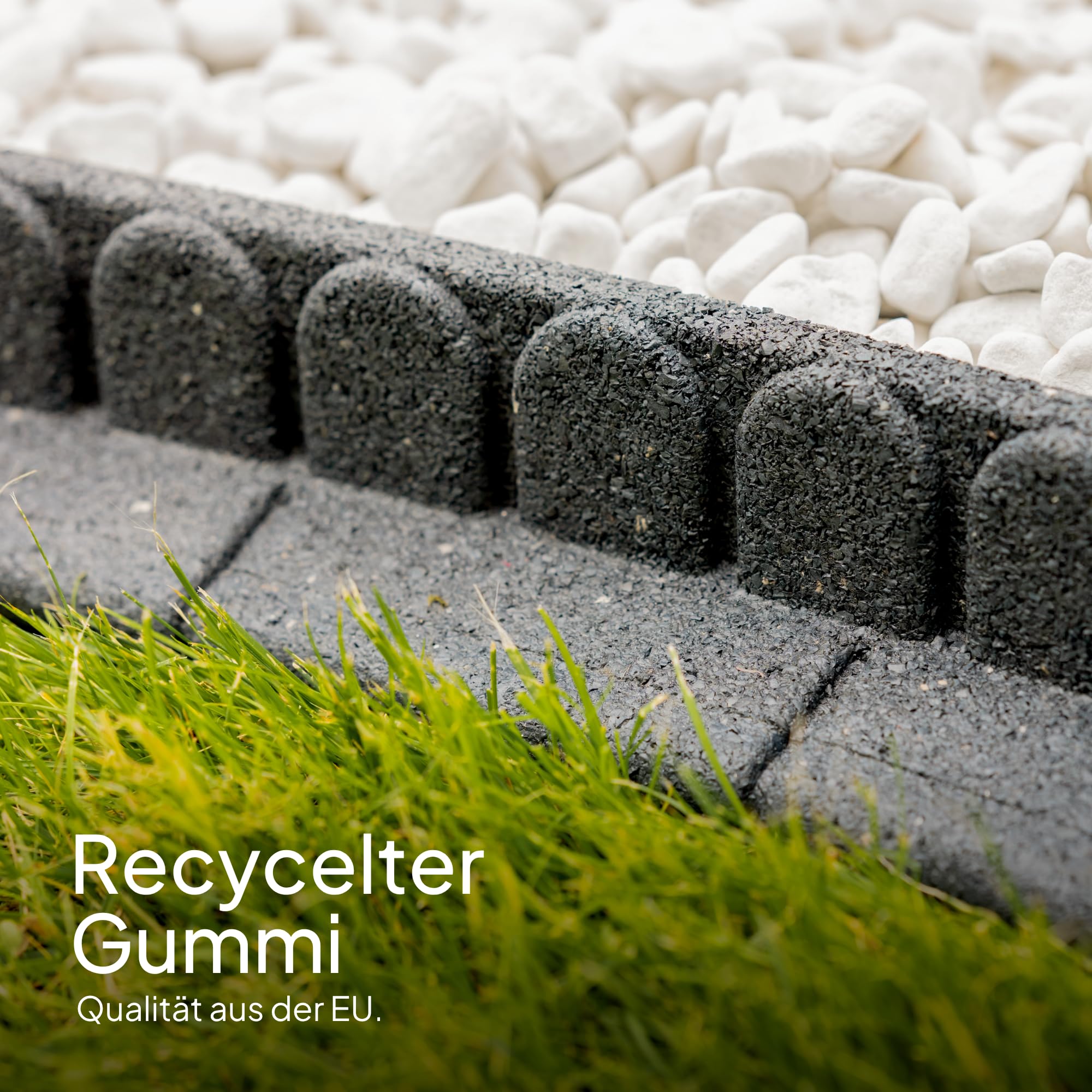 Flexible Rasenkante aus Recyceltem Gummi 9,2 Meter - Rasenmäherfreundliche Mähkante - Leicht zu verarbeitende Rasenkantensteine - Stabile Beetumrandung & Beeteinfassung 8 x 1,15m, Anthrazit