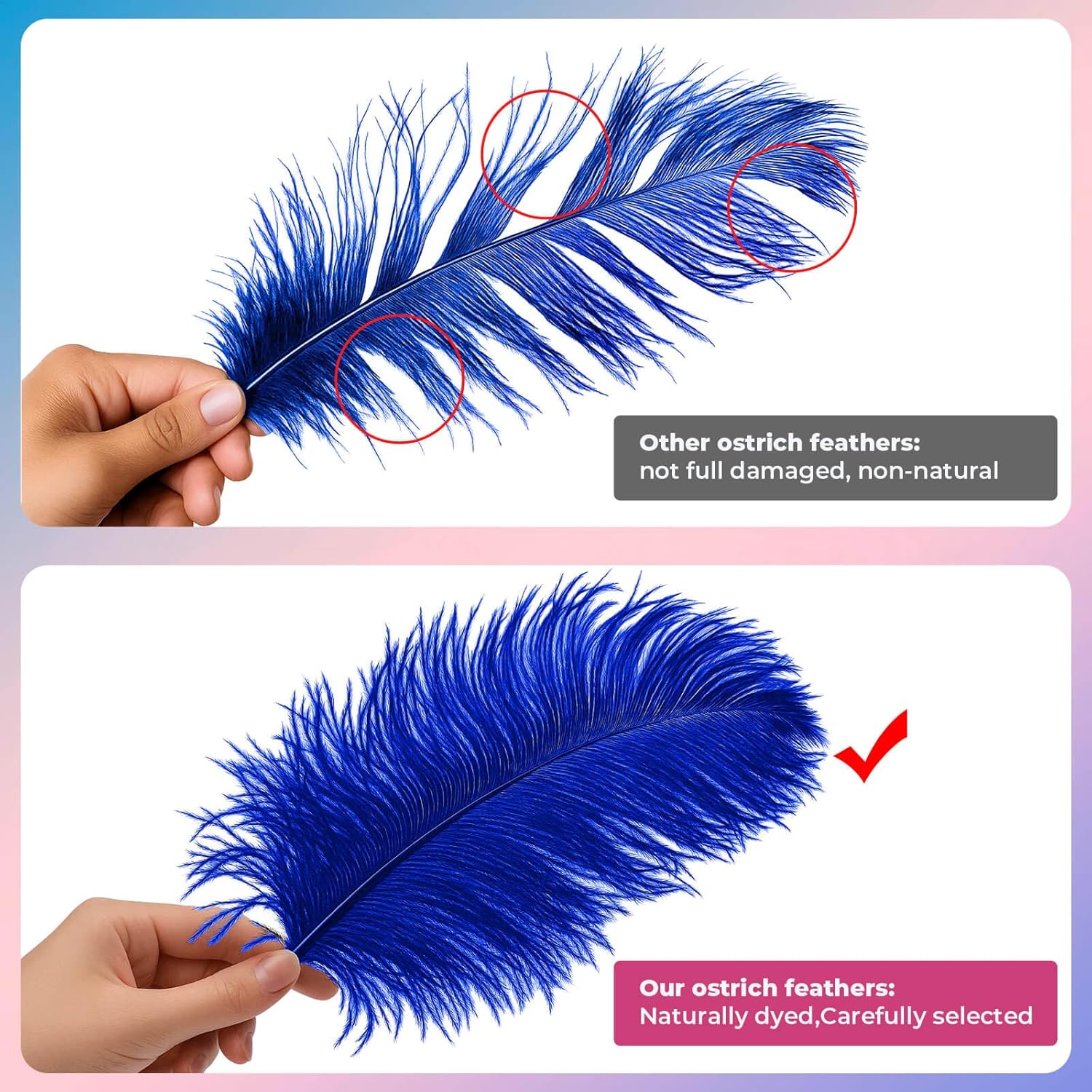 Piokio 40 pcs Natural Blue Ostrich Feathers 12-14 inch(30-35 cm) Bulk for Wedding Party Centerpieces and DIY Clothes Decoration, Gatsby Decorations