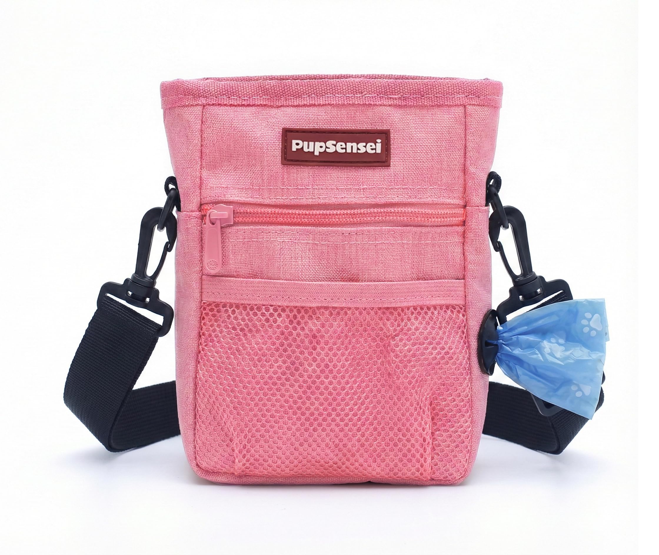 PupSensei Dog Treat Pouch for Training – Magnetic Dog Treat Bag with Belt Clip & Poop Bag Dispenser – Hands Free Carry Pouch with Auto-Close Access &