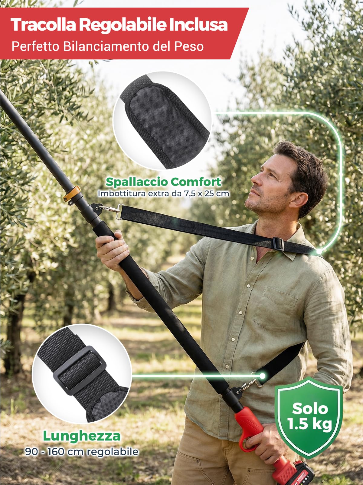 Laecabv Asta di prolunga per Laecabv LA30/LA33/LA37/LA38 Forbici Potatura Elettriche per Mini Motosega Elettrica 7-Inch (LA-E01R)