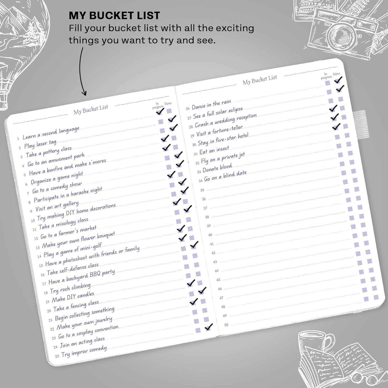 Legend Bucket List Journal – The Ultimate Notebook to Plan Adventures, Travels, Goals & Experiences – Bucketlist Book for Couples (White)
