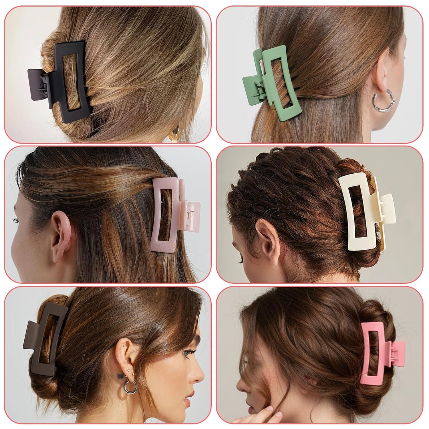 70 Pcs Medium Hair Claw Clips, 3.35 Inch Rectangle Claw Clips for Thick and Thin Hair Square Hairs Clip for Women, Matte Nonslip Hairclip Banana Jaw Clip (70 Colors)