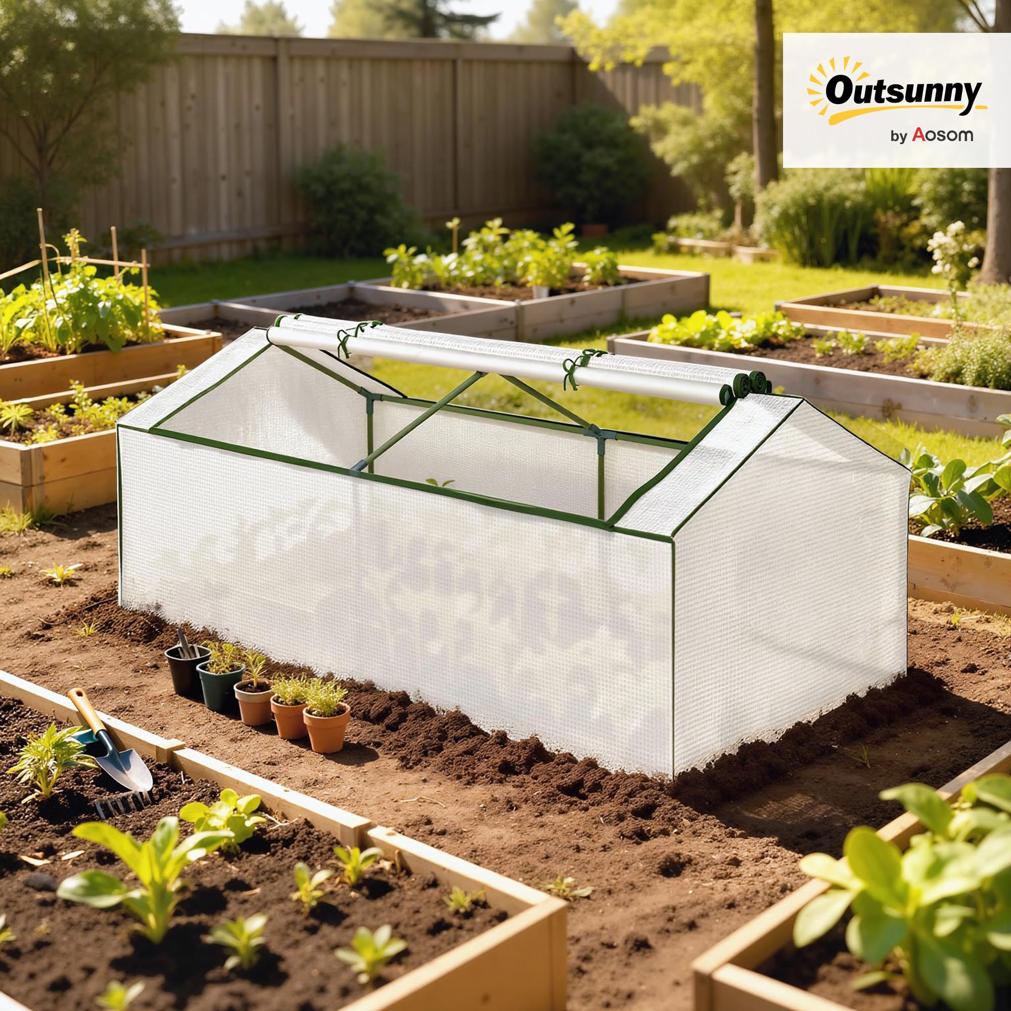 Outsunny Serra con finestra in PE 180x90x70 cm bianco