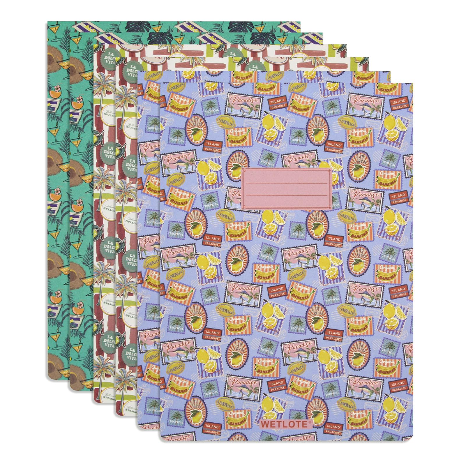 WETLOTE A4 Legal Pad Writing Pad, 6 Pack Lined Writing Pad (Blazing Summer、Lemon Summer、Midsummer x2), 50 Sheets/80gsm per Pad – Writing Pads with Feint Ruled Lines for Home, Office, Creative Writing