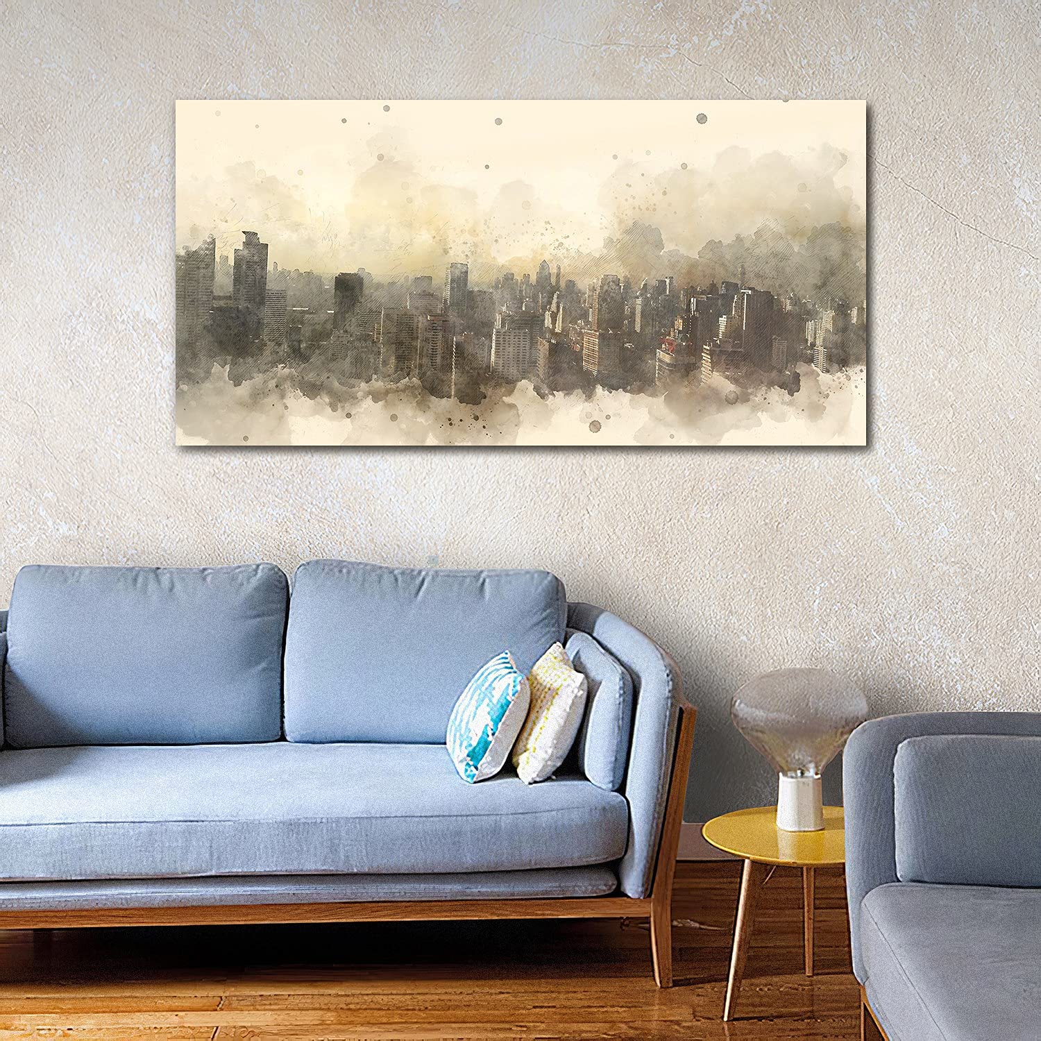 Coloray Pintura acrílica 140x70cm Vidrio Acrílico Cuadro De Pared Sala De Estar Mural Arte - Acuarelas de abstracción