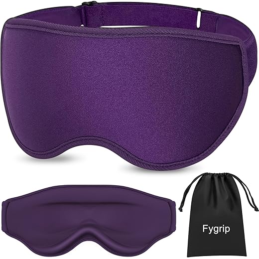 3D Eye Mask Sleep Mask for Men & Women, 100% Pressure-Free & Light Block-Out Eye Mask for Sleep with Easy Adjustable Strap, Night Eye Cover for Travel, Purple