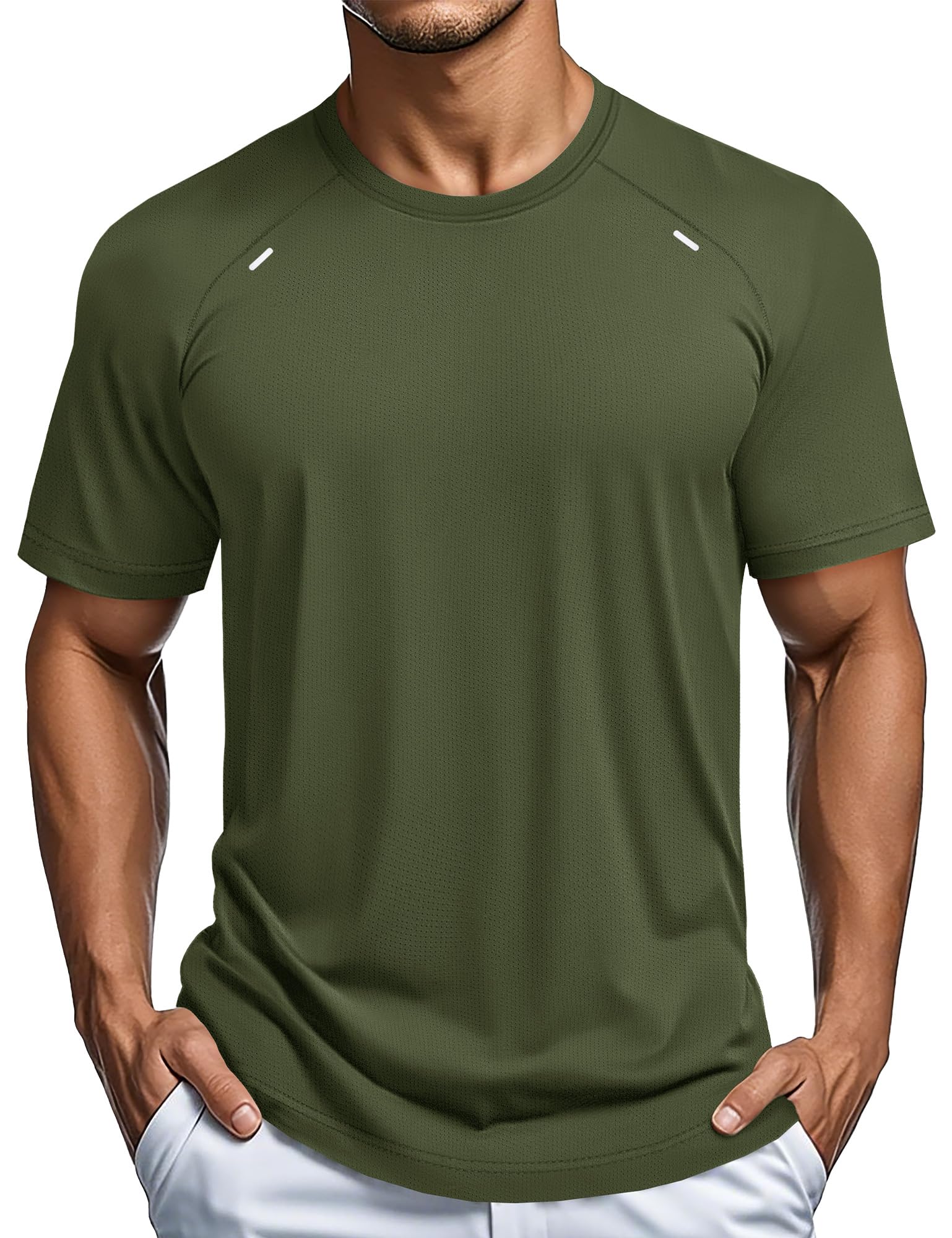 Men's Dry Fit Shirts Mesh Short Sleeve Athletic Lightweight Workout Performance Hiking Shirt