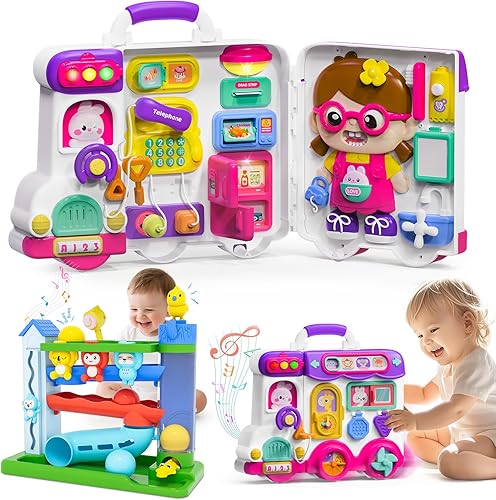 Juguete musical para niñas y niños de 1 a 2 años - Tablero Montessori ocupado y juguete de gota de pelota