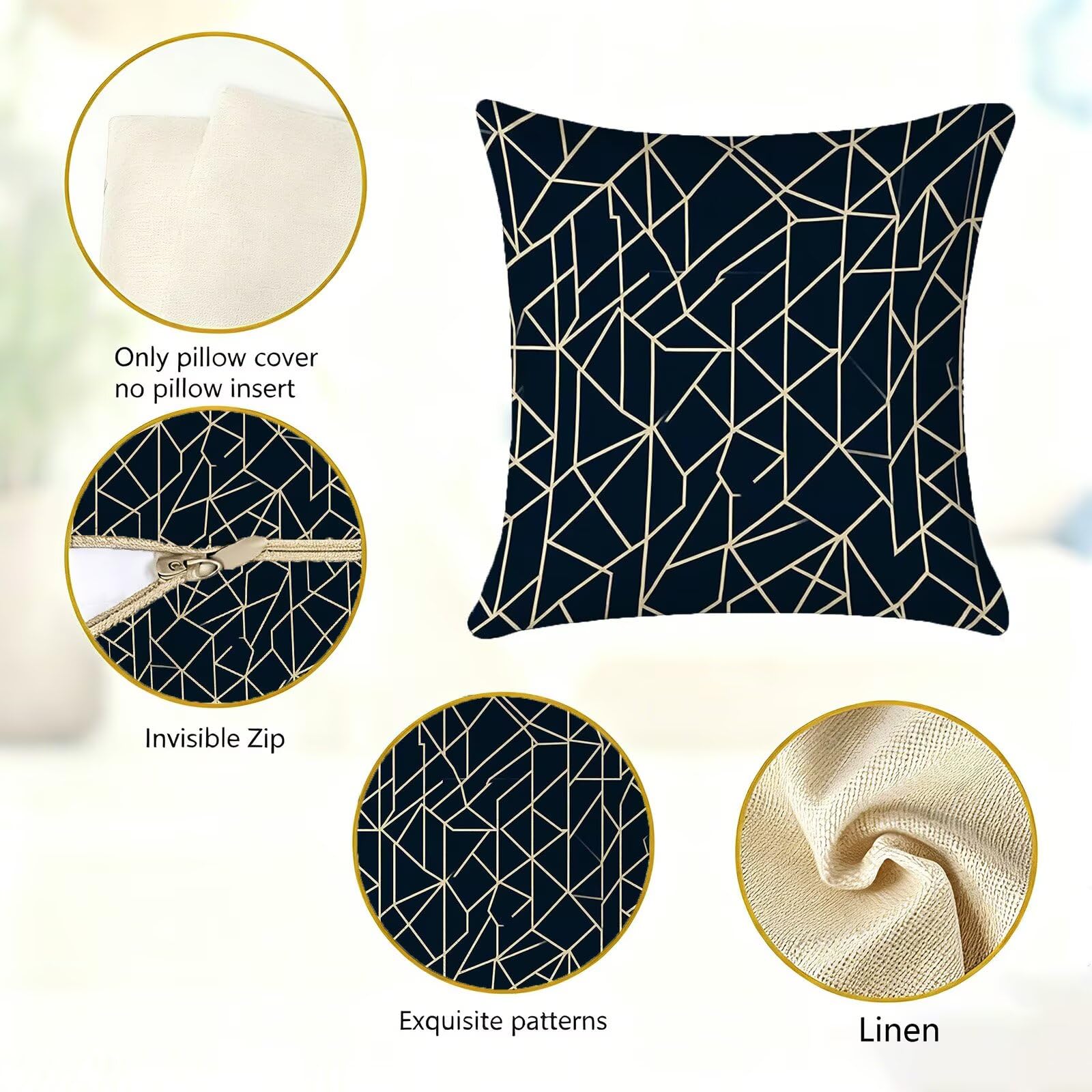 Blu Federe Cuscini Divano 70x70cm, Cuscini da Esterno Set de 4, Cod-355