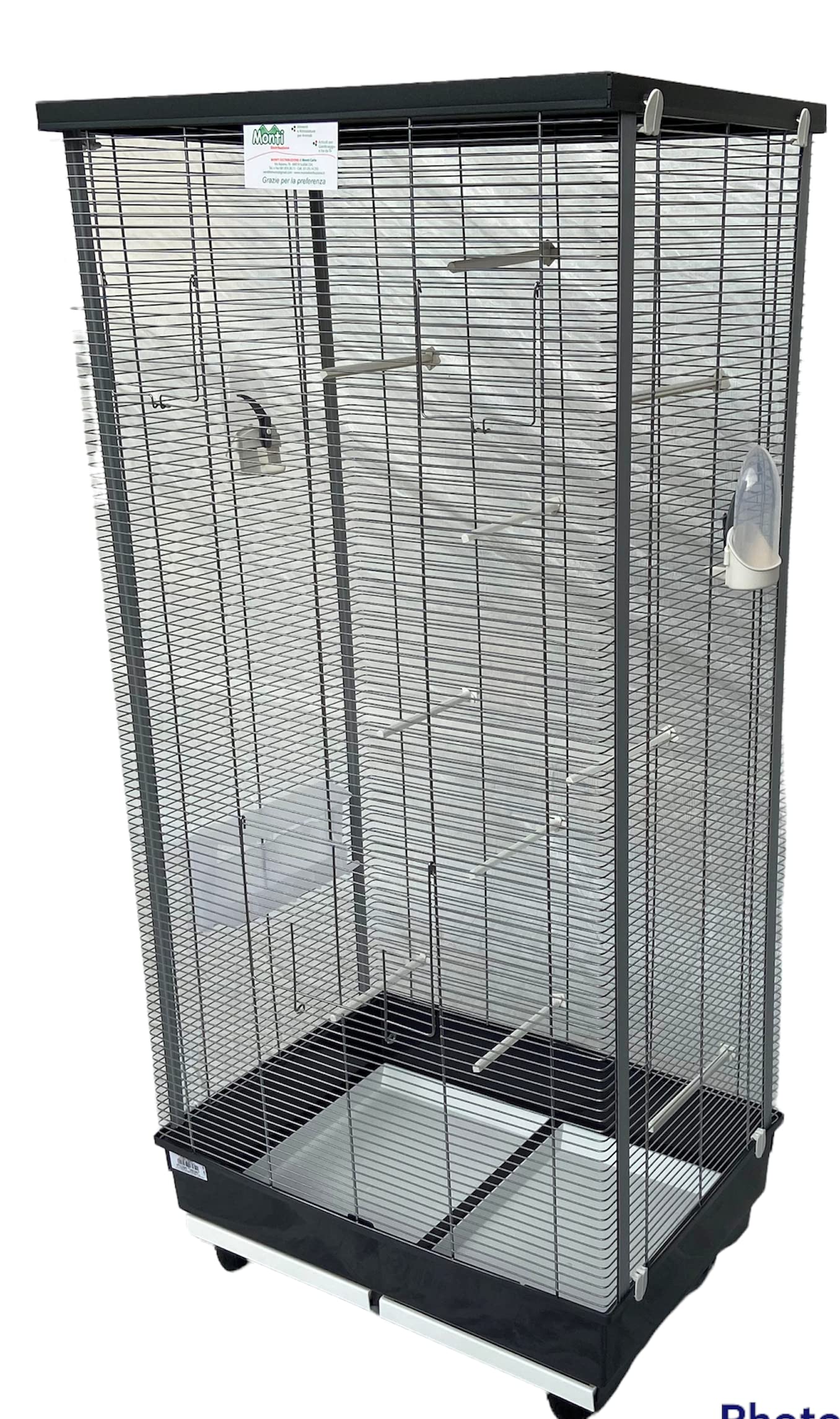 Gabbia per Uccelli Vesuvio Elegante, Portatile, Durevole, 66x45x140 cm, Nero