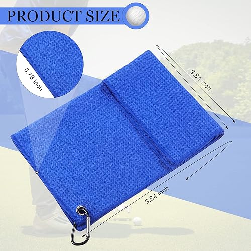 Miniatura 2 de Paquete de 4 toallas de golf para bolsas, bolsa de toalla de tela de microfibra con clip, patrón de gofre, accesorios de golf para hombres y