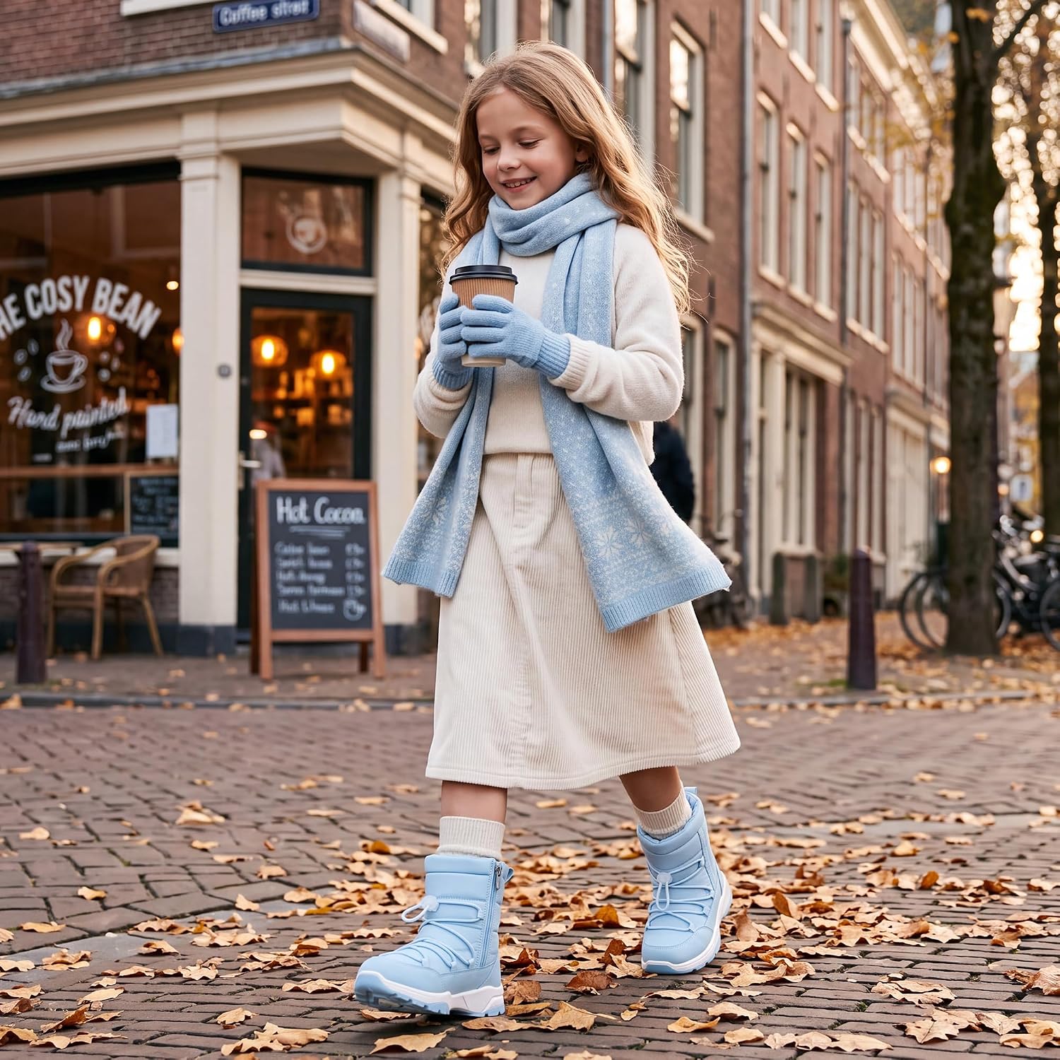 Stelle Girls Snow Boots with Side Zipper Kids Warm Winter Boots