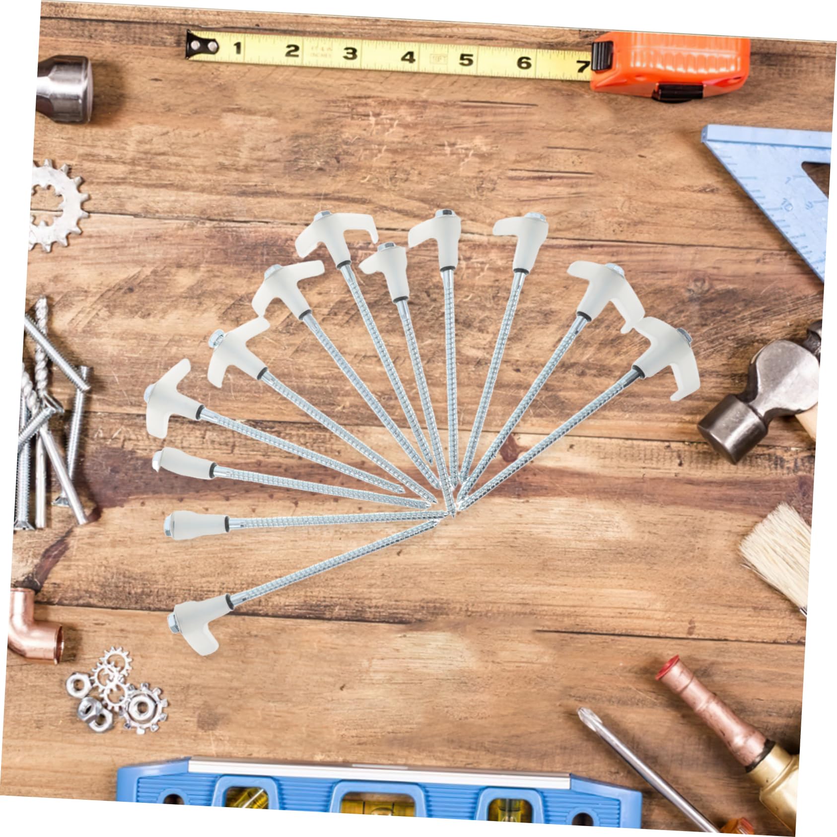 Alipis Lot de Piquets de Tente Phosphorescents à Visser, Plastique et Métal, Tête Hexagonale 13mm, pour Plage et Fixation de Tentes