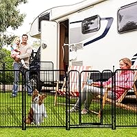 Vista 5 de Valla de Jardín de 36 pulgadas de alto con puerta, puerta ancha de umbral bajo, 8 paneles en total de 17.7 pies de largo, valla de barrera de hierro