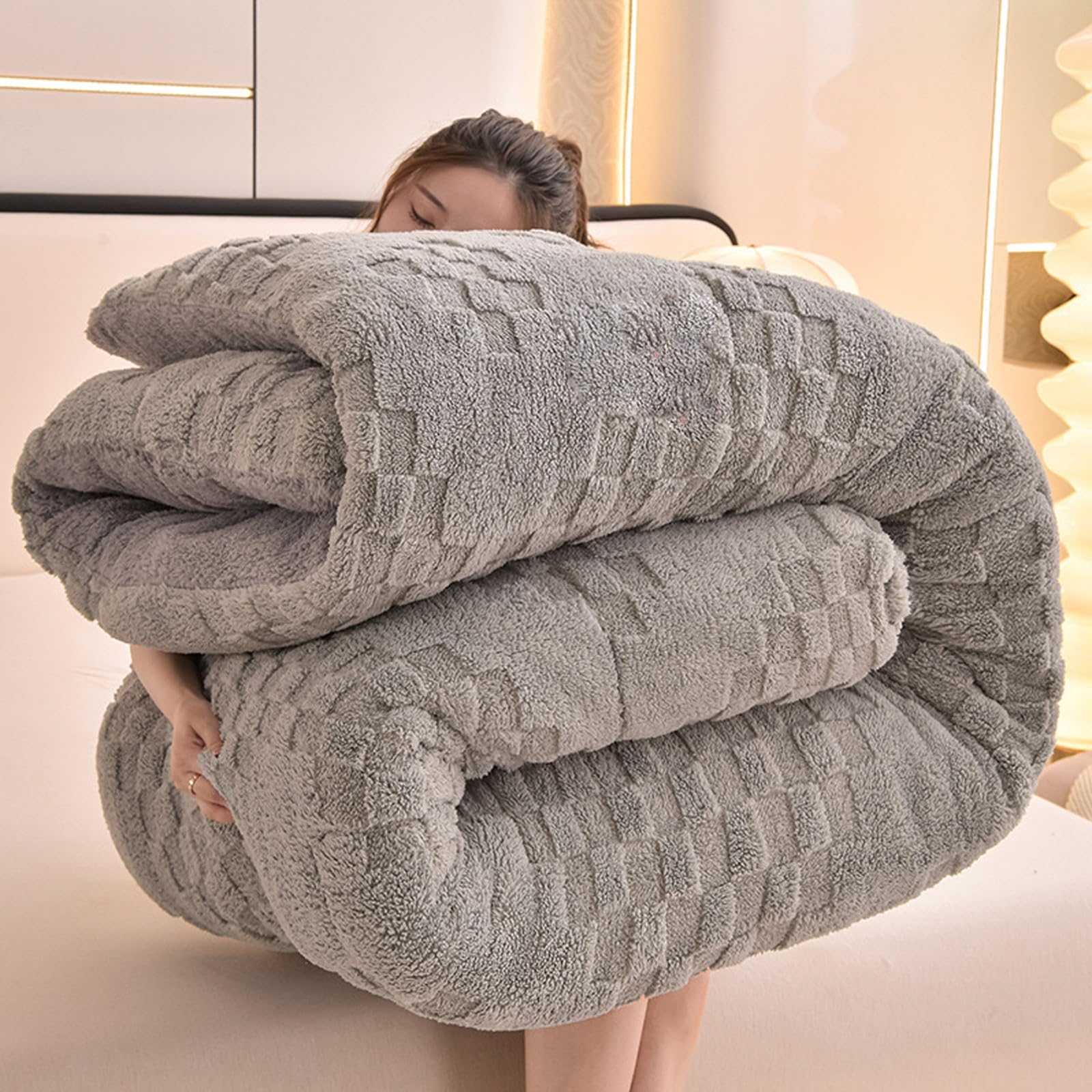 XHCTNN Colcha Edredon Sherpa Cama 150 180 Naranja - Muy CáLido Colchas De Invierno Nordico Cama - Suave Y Liso Nordicos con Borreguito(B,150 * 200cm/2.5kg)