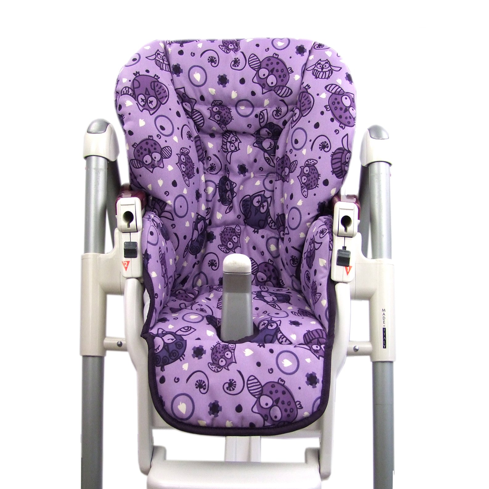 Housse de rechange de coussin de siège pour bébé Peg Perego Prima Pappa Diner - 7 motifs colorés de chouette - Neuf