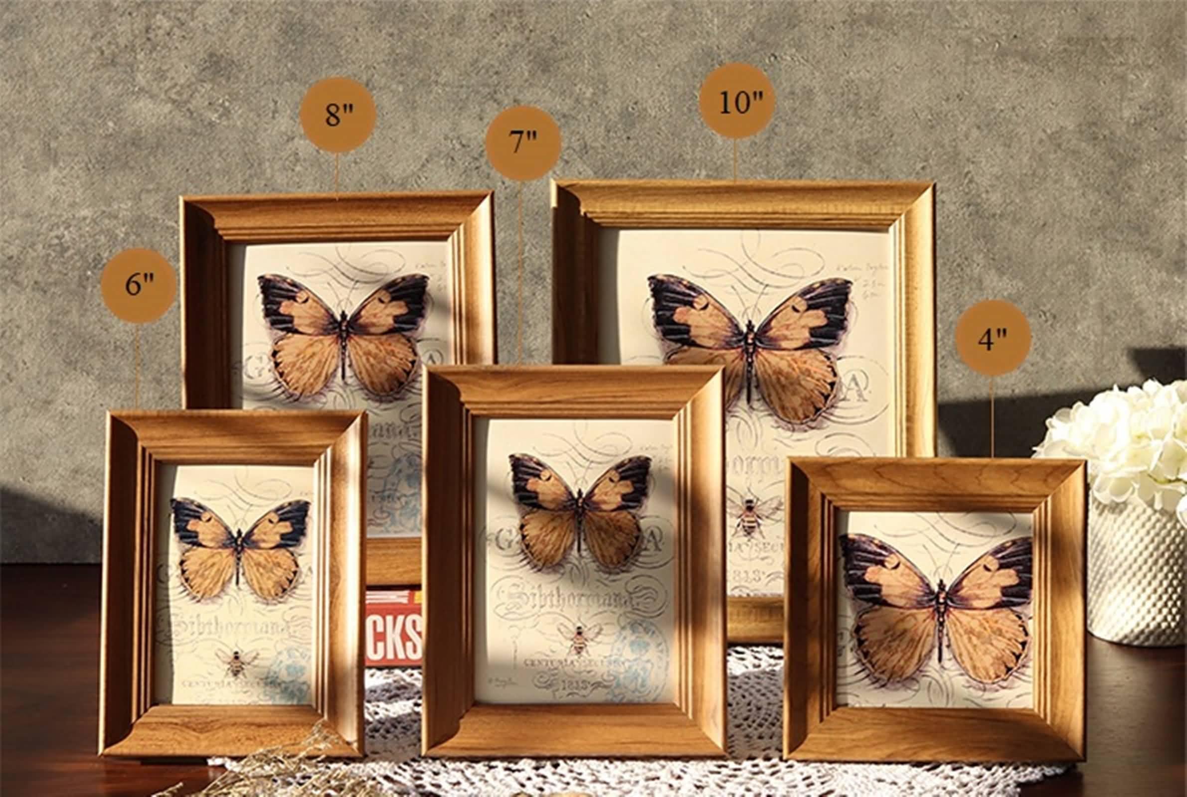 Artystyczna ramka na zdjęcia, 10 x 12 prostokątna ramka na blat i ścianę vintage, format poziomy i pionowy, drewno