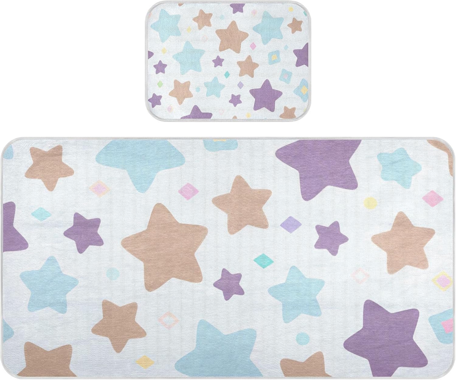 Lovely Colorful Stars Cooling Baby Waterproof Crib Mattress Protector 28" x 52" Breathable Bed Pads Disposable for Baby&Toddler