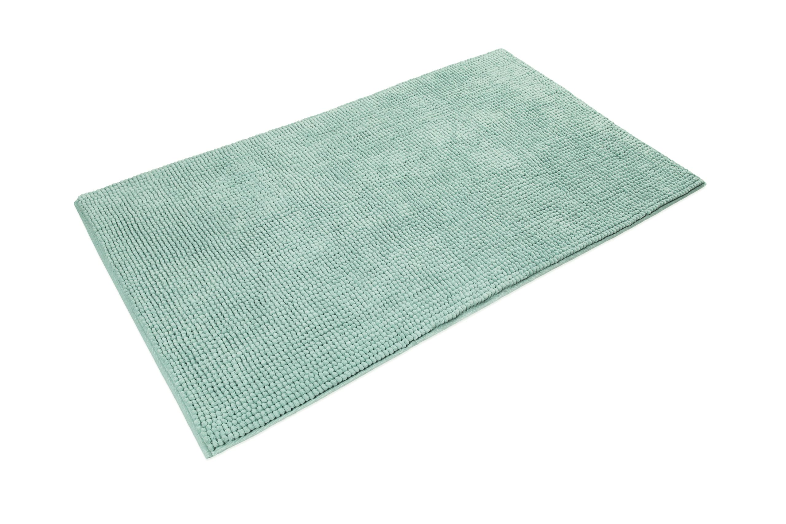 Wecon Home Balu getufteter Badteppich, 80 x 150 cm, Mint grün | moderner Chenille Badteppich, rutschfest, Waschbar, Saugfähig, Stilvoll für jedes Badezimmer