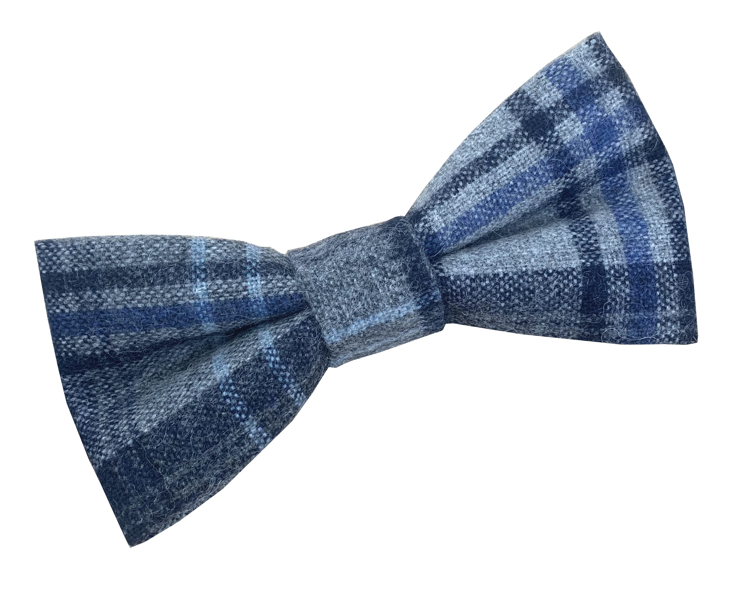 Great British Tie Club Men's Blue Tartan Plaid Check Wool Bow Tie