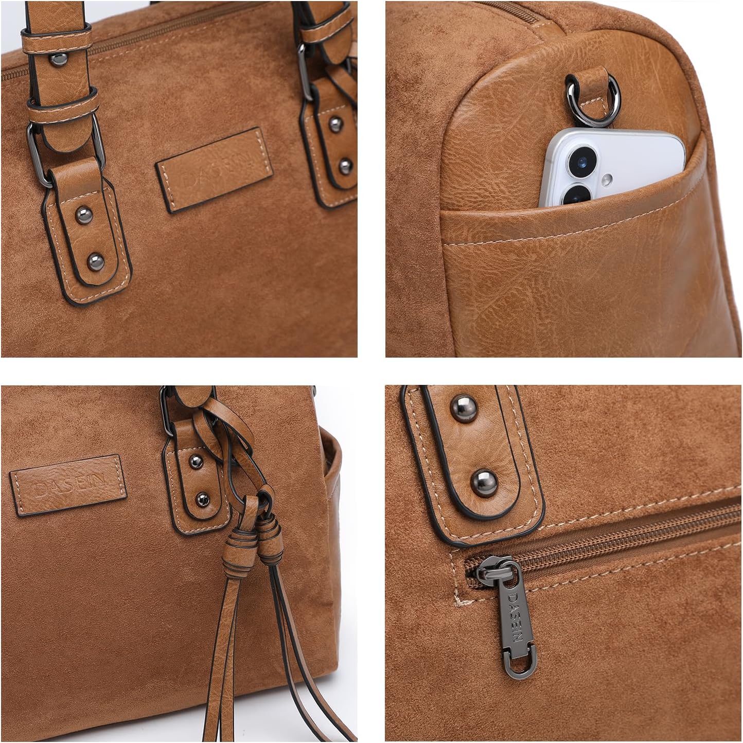 Dasein Women Soft Vegan Leather Barrel Bags Large Hobo Top Handle Work Totes Satchel Handbags Shoulder Purse - Image 5