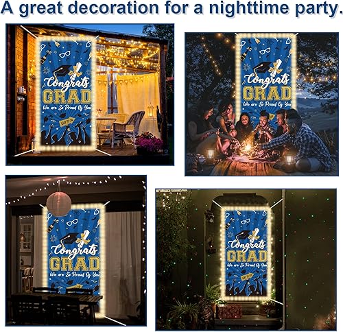 Miniatura 6 de Cartel de graduación 2023 con tiras de luz LED, decoración de Congrats Grad, fiesta, puerta, pancarta de graduación para puerta de puerta de