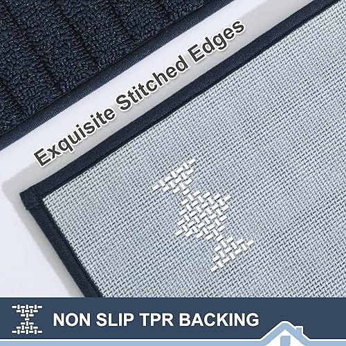 Miniatura 9 de BEQHAUSE Juego de 2 tapetes de cocina lavables para el suelo, antideslizantes, juego de 2 tapetes de cocina absorbentes, color marrón con respaldo