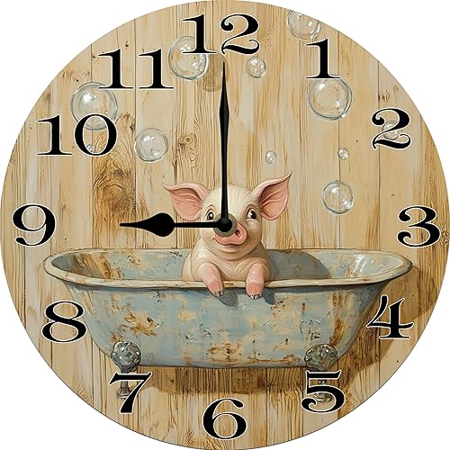 Miniatura 10 de Reloj de pared de baño para cachorros, funciona con pilas, silencioso, sin tictac, reloj redondo decorativo para el hogar, cocina, sala de estar,