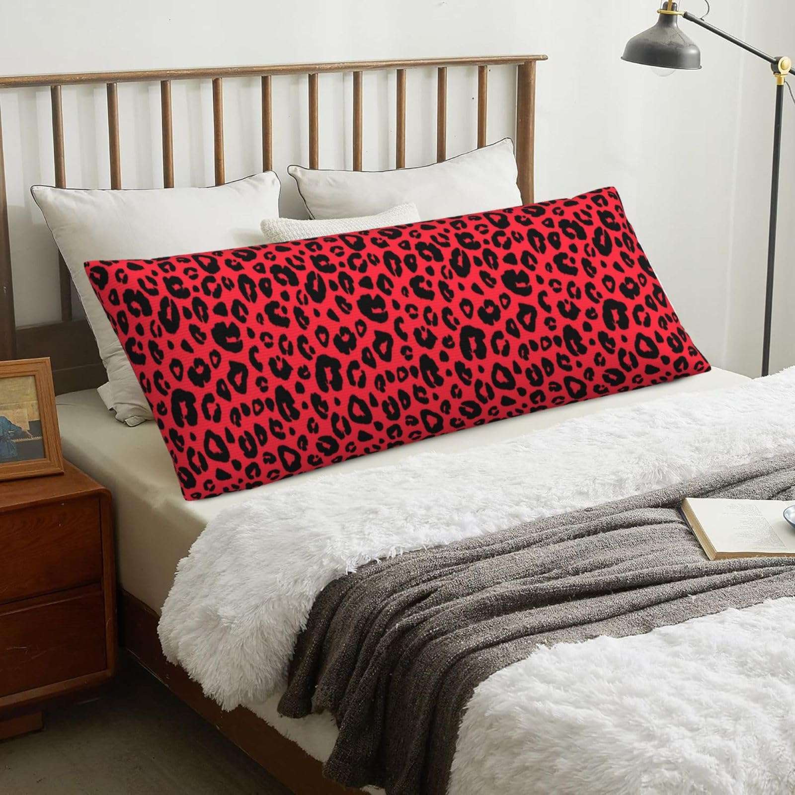 Leopard Lion Tiger Animal Print, Body Pillow Cover with Zipper,Long Body Pillowcase 20 x 60 in