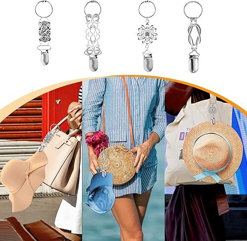 Miniatura 5 de TOYMIS - 4 clips vintage para sombreros, clip de metal retro para viajes, para bolsa de sombrero, clips para sombreros para hombres y mujeres,