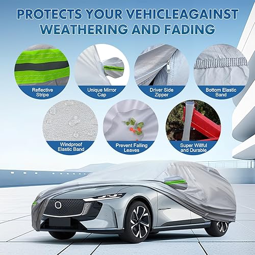 Miniatura 4 de Keyoog - La funda completa para automóvil de 6 capas es impermeable para todo tipo de clima, universal en todas las estaciones, prevención de nieve,