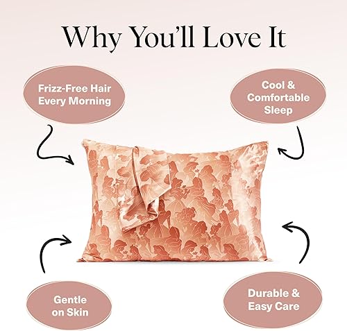 Vista 393 de Kitsch x Elf - Funda de almohada de satén con cremallera de tamaño queen/estándar, para el cabello y la piel, funda más suave que la seda, lavable a