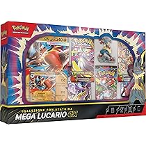 Pokémon: collezione con statuina Mega Lucario-ex del (una carta promozionale olografica, una carta promozionale gigante, cinque buste di espansione e una statuina di Mega Lucario)