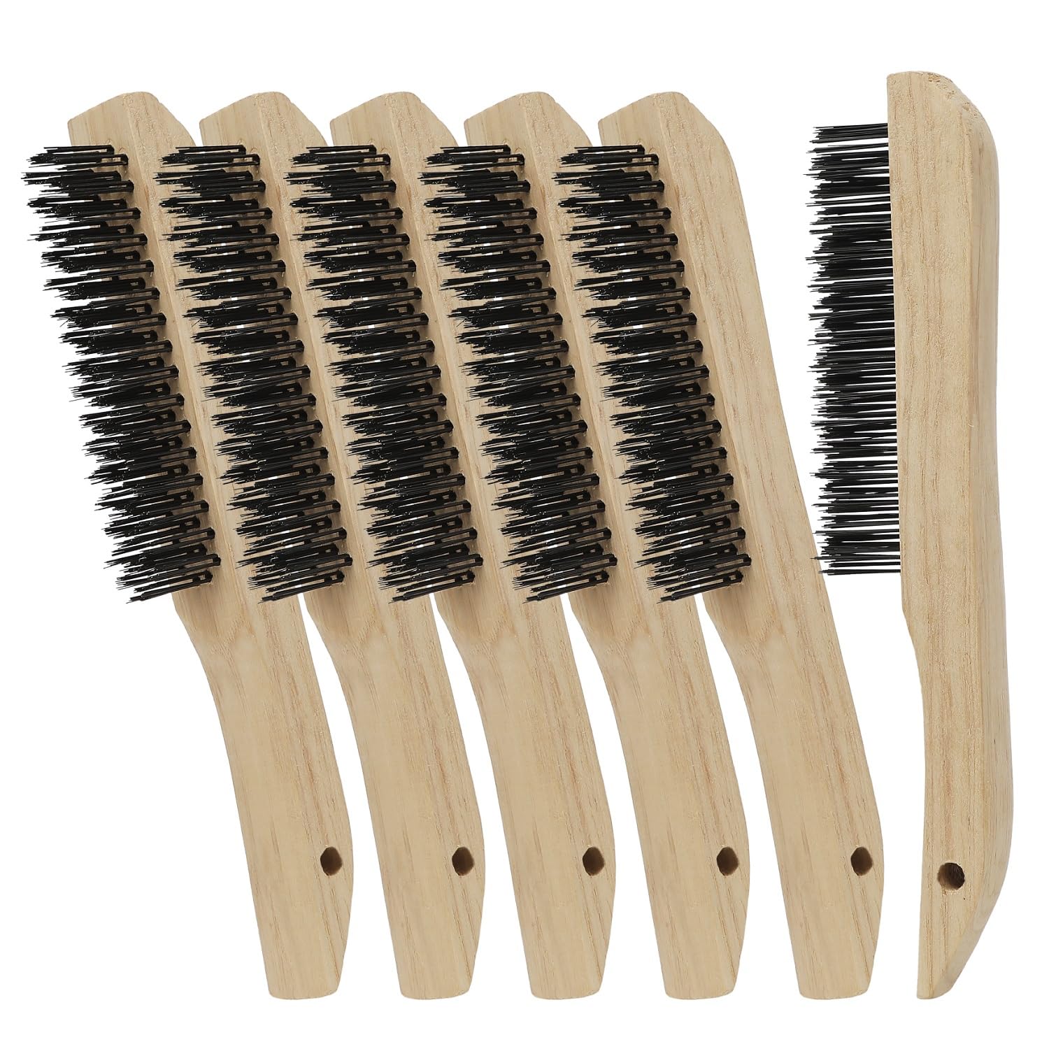 VASTOOLS Wire Brushes Pack of 6. for Cleaning Welding Slag, Rust and Dust. 10" Heavy Duty Carbon Steel Shoe Handle Wire Scratch Brush