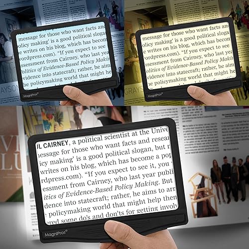 Miniatura 5 de MAGNIPROS - Lupa de página LED grande para lectura con 3 modos de iluminación de color y lente antirreflejos para reducir la tensión ocular,