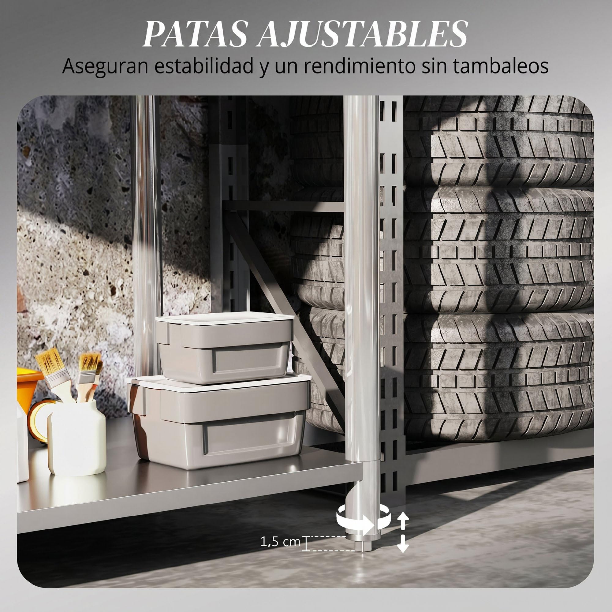 HOMCOM Mesa de Trabajo de Acero Inoxidable 2 Estantes 120x60x86 cm, Plata