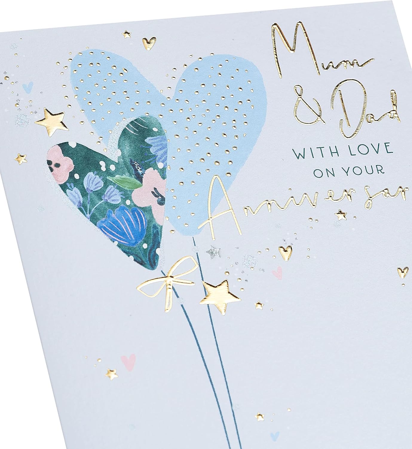 UK Greetings Mum & Dad Anniversary Card With Envelope - Pretty Hearts Design