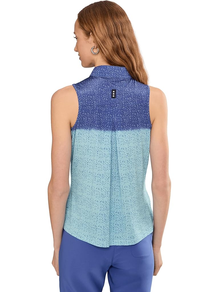 Brown Jamie Sadock Dotted Up Print Sleeveless Polo