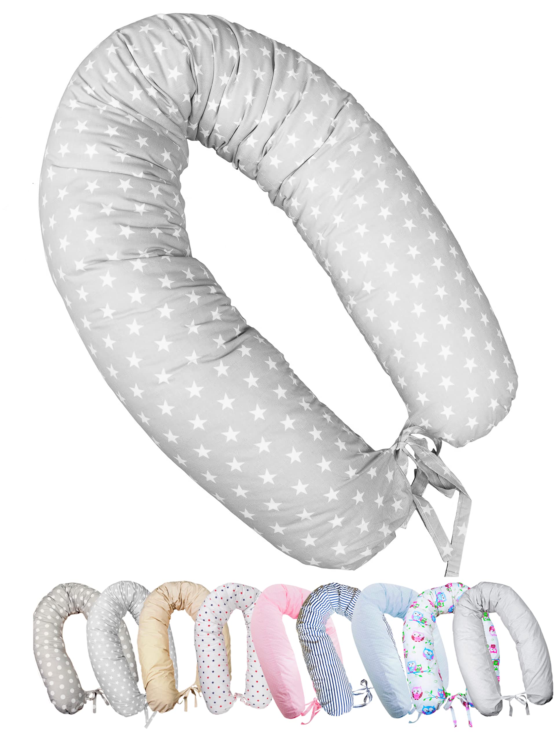 Vizaro - Cojín Lactancia y Dormir Embarazo - Maternal - 190cm - Almohada para Dormir de Lado - Funda 100% Algodón Premium - Hecho UE, OekoTex