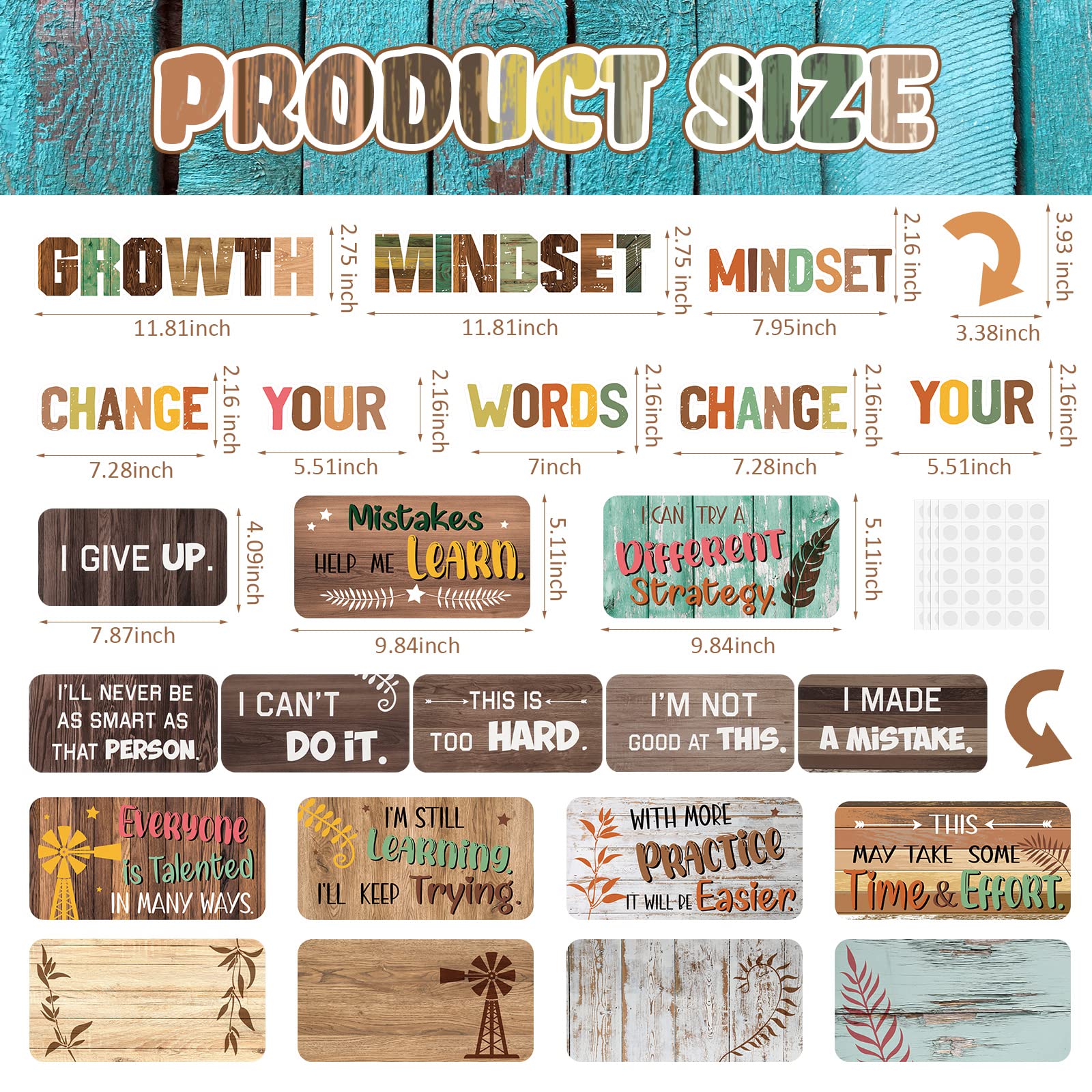 Snapklik.com : 30 Pcs Growth Mindset Bulletin Board Decor Farmhouse ...