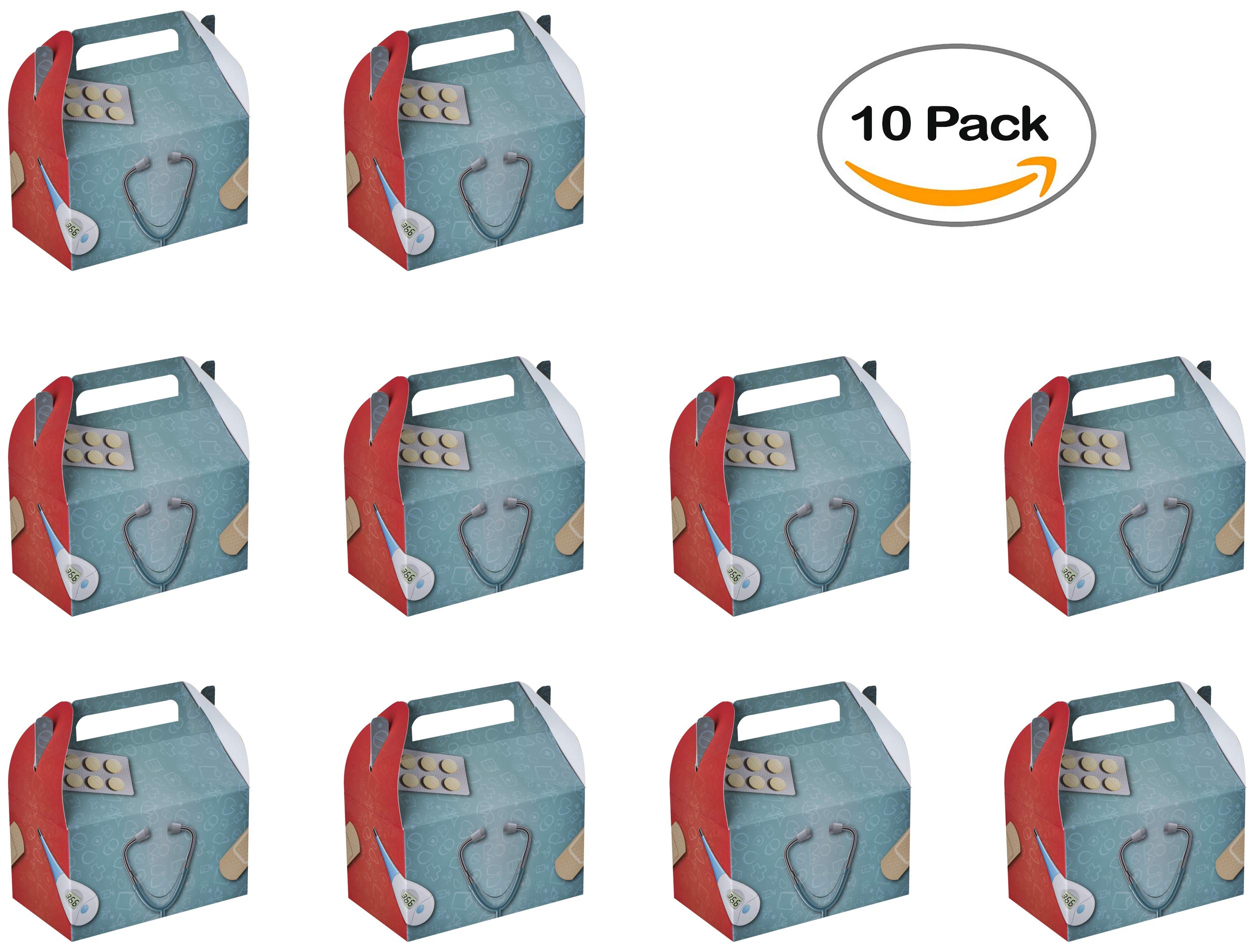 Hammont Paper Treat Boxes - (10 Pack) - Party Favors Treat Container Cookie Boxes Cute Designs Perfect for Parties and Celebrations 6.25