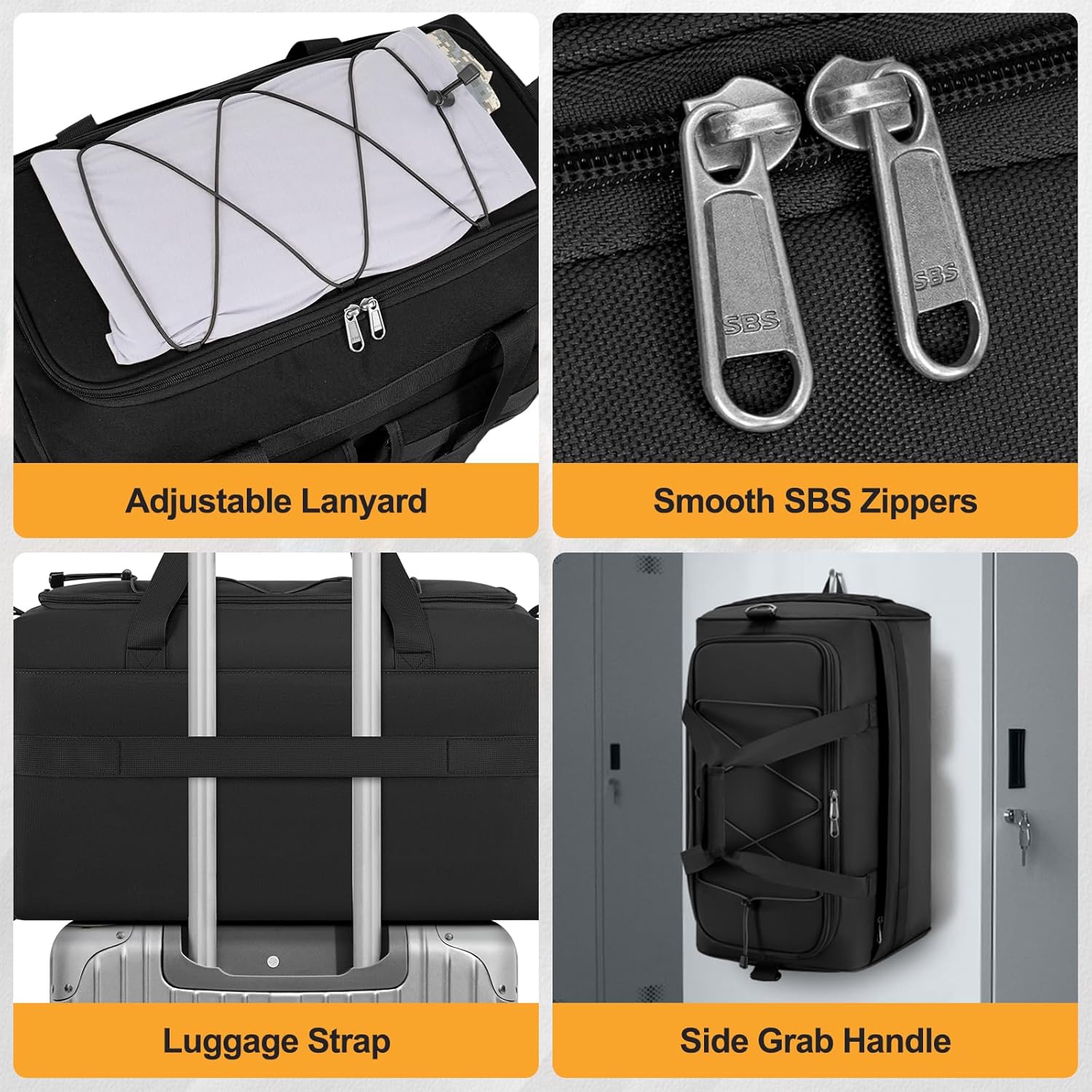 RAINSMORE Gym Bag for Men, 45L Large 3 in 1 Sports Duffle Bag with Shoes Compartment & Wet Pocket Water-Resistant Sports Travel Weekender Bag Multipurpose Carry On Overnight Tactical Backpack, Black - Image 7